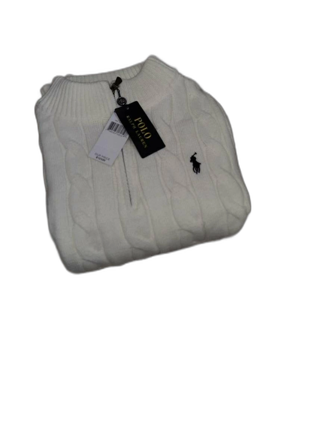 Vit kabelstickad tröja Polo Ralph Lauren