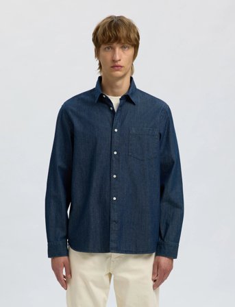 Selected Slhregcarlo Denim Ls Shirt Noos - Navy - M