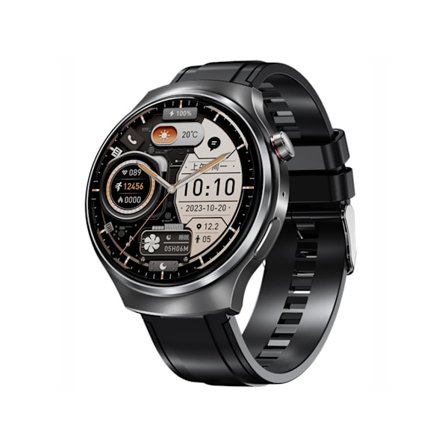 Smartwatch med buet skærm, iltmåling i blodet, blodtryksmåling og sundhedsovervågning, sort