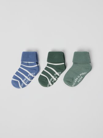 3er-Pack Söckchen mit rutschhemmenden Noppen - 19|21 - kinderbekleidung - blue - Polarn O. Pyret