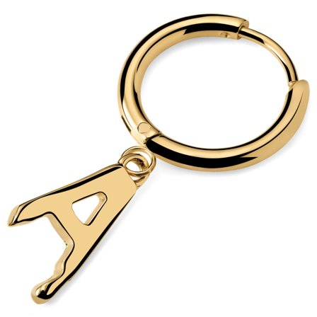 Fahrenheit | Złocisty topiący się kolczyk z literą A dla mężczyzn - Kolczyki kółeczka z zawieszką