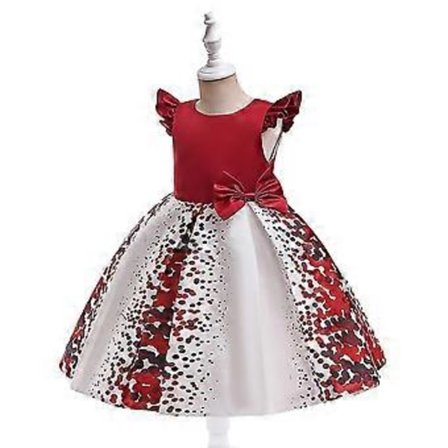 Jenter Juleprinsessekjole Julebord Ballkjole A-linje Swing Kjoler Performance Kostyme -NMAOV(6-7 År Rød)