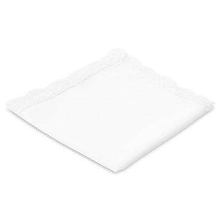 Pañuelo de bolsillo de algodón blanco con ribete de encaje para hombres - Pañuelos de bolsillo de color liso