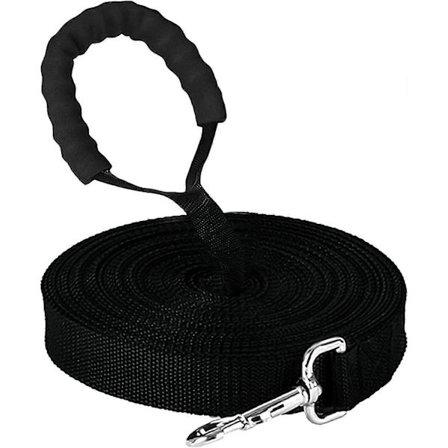 30M Lang Hundesnor Med Polstret Håndtag, Lang Hundesnor 30M Lang Hundetræningssnor Sporing Lydighedstræning (Sort, 30M)