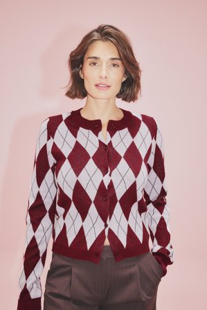 NA-KD Cardigan en maille fine - Pulls fins - Rose,CheckeRouge - XL (EU 46)