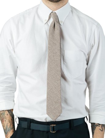 AN IVY Beige Textured Tie - Beige - ONE SIZE