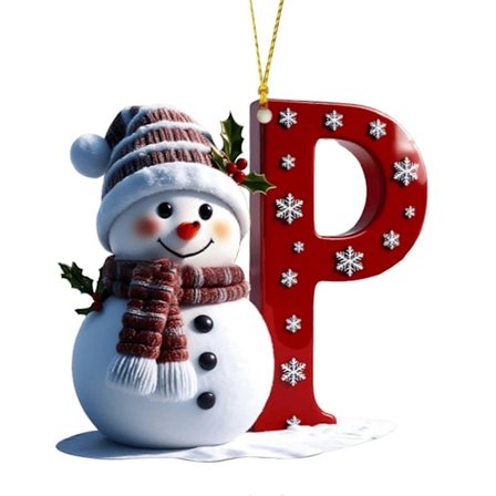 Snemand Juledekoration 26 Bogstaver A til Z Julepynt 2D Flad Festlig Snemandsvedhæng til Juletræ Bil Haveindretning