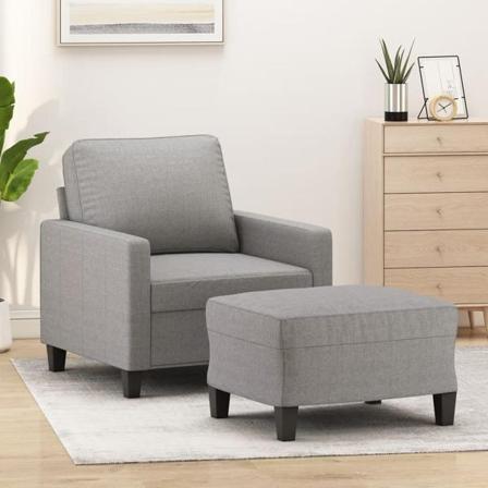 Vidaxl Fåtölj Med Fotpall Ljusgrå 60 Cm Tyg Grå