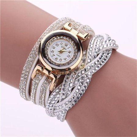 Quartz Watch Rhinestone Armbåndsur HVIT