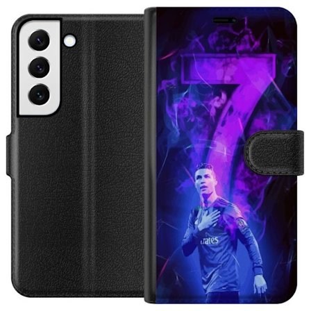 Kompatibel Tegnebogsetui til Samsung Samsung Galaxy S22+ 5G Ronaldo 7 - Fodboldlegende i Handling for Fans