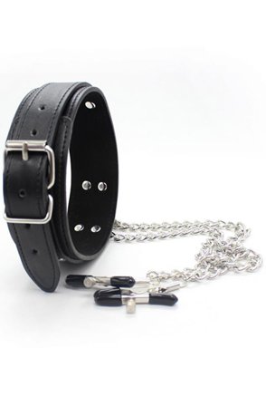 Kjøp Collar With Nipple Clamps & Metal Chain - Halssmykke med brystklemmer | God pris