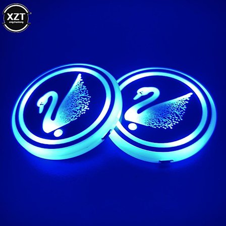 2 st Universal Lysande Bil Vattenkopp Underlägg Hållare 7 Färger Usb Laddning Led Bil Interiör Dekoration Atmosfär Ljus Underlägg| |