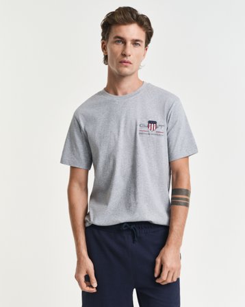 GANT Herren T-Shirt mit Stickerei (4XL) Schwarz Grau