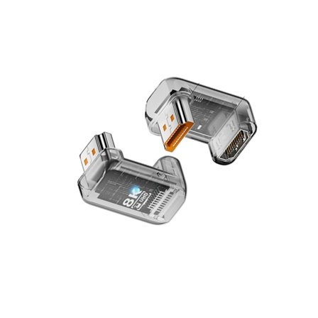 8K UHD 2.1 hun til han U-formet adapter 180 graders vinklet stik til computer skærm og TV - 3-pak Transparent