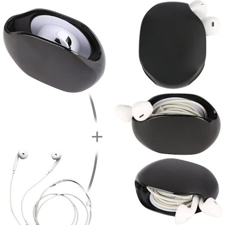 Svart 2st Smart In-ear hörlurar förvaringsbox/hörlurar Kabelförvaring Organizer/hörlursställ Case/hörlurar Spolar/portable Manager Sa