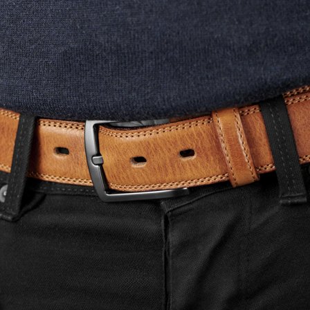 Cognacfarbener Glatter Ledergürtel for Men