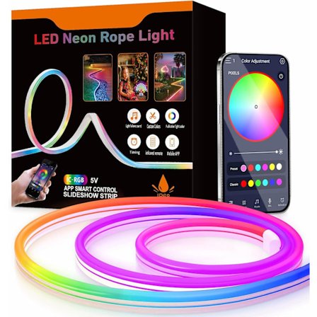 RGB-IC LED Neonvalonauha - Bluetooth USB-nauha sovellushallinnalla ja musiikkitahdistuksella seinä-, ulko- ja pelihuoneen sisustukseen_qcx