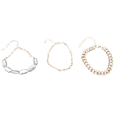 Complement 4 Pack Armband Med Olika Kedjor Och Pärlor Dam Guld