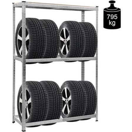 COSTWAY Hyllyt Autotalli Työpaja Varastointi Raskas kantavuus 795KG 3-kerroksinen renkaiden säilytys Teräshyllyt