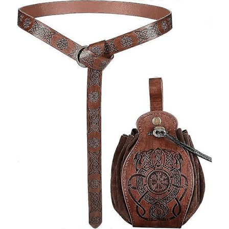 2 stk. Middelalder Viking Belte Lærbelte Veske Renessanse Lærbelte Middelalder Veske Renessanse Tilbehør