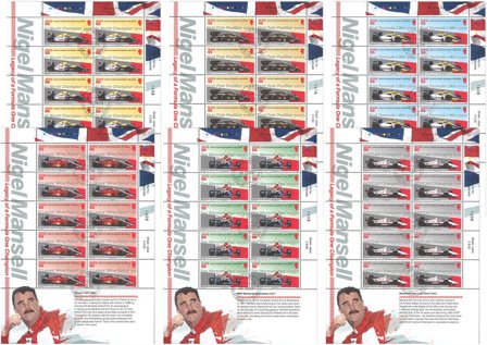 Jersey - Sæt af 6 stemplede miniark 'Nigel Mansell' 2013