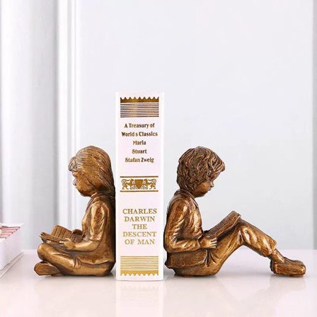 Statuer Hjemmeindretning Moderne Ornamenter, Europa Ryg mod Ryg Barn Statue Bogstøtte Bogstøtter Ornamenter Studie Skrivebord Hjemmedekoration