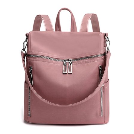 Kvinners Ryggsekk Veske Multi-lomme Nylon Skulder Bag Liten Bokveske For Jenter Reise Casual Dagstursekk(Rosa)