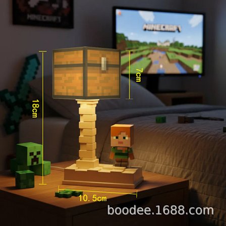 Senglampe med Minecraft-tema TNT-nattlampe inspirert av Minecraft Byggeklosslampe i Minecraft-stil Stemningsfull bordlampe