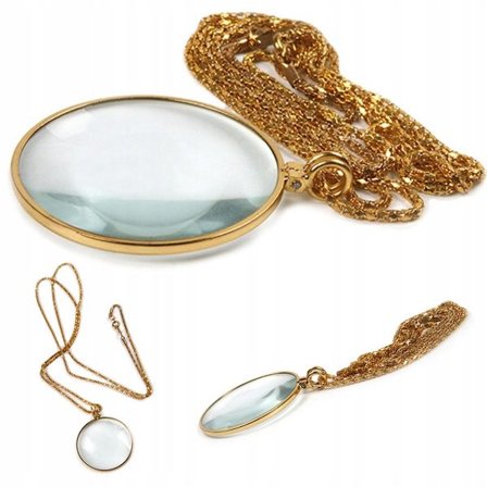 Forstørrelsesglass på kjede | Forstørrelsesglass halskjede | Håndholdt forstørrelsesglass | Forstørrelsesglass | Lupe | 5x forstørrelse | Gull