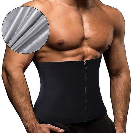 Magreducerare för män Bastu Midjetrimmer Body Shaper Magen Träning Sport Viktminskning Kroppsformare Magkontroll Bantning Bälte, dragkedja Blå