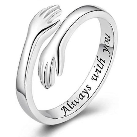 925 Sterling Sølv Knus Ringe Til Par Hånd Knus Ringe Knusende Hænder Åben Løftering Til Kvinder M