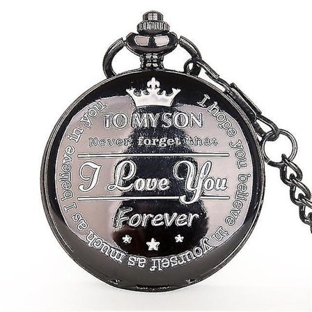 Bästa present kvarts fickur kedja för min son halsband fob klocka män barnens dag barn pojkar presenter present Reloj De Bolsillo Youpin(Svart)