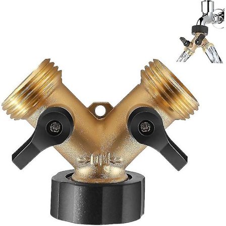 Y-kobling, slangekobling, dobbel vaskemaskinkran, 2-veis Y-fordeler, 3/4 tomme for tilkobling av 2 apparater, for hagekran, for badekaradapter