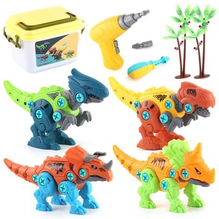 4 stk. Ta fra hverandre dinosaurleker Elektrisk skrutrekking Dinosaur kombinasjon Diy montere konstruksjonsbygging Gutte leker[GL] Type 1
