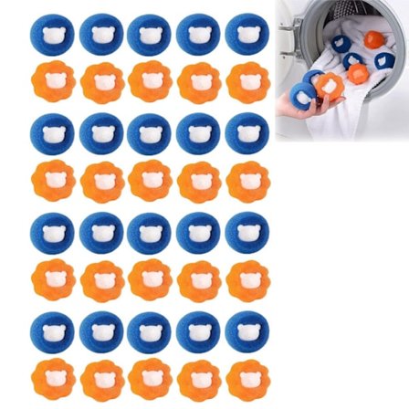 20 Pakk Vaskemaskinballer for Tørketrommel, Hårfanger for Vaskemaskin (Blå + Oransje)