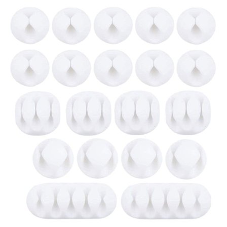 Kabelklemmeholder Selvklebende Skrivebord Kabelarrangør Ledning Hvit