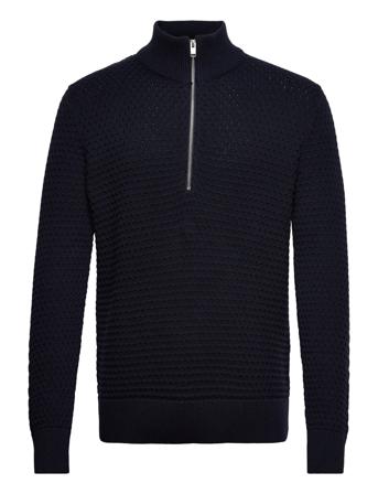 Slhremy Ls Knit All Stu Half Zip W Camp Knitwear Half Zip Pullover Musta Selected Homme