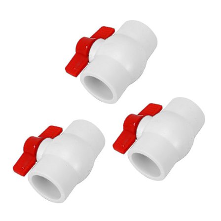 3x 50mm/2 tum Slipändar Vattenkontroll PVC Kulventil Vit Röd