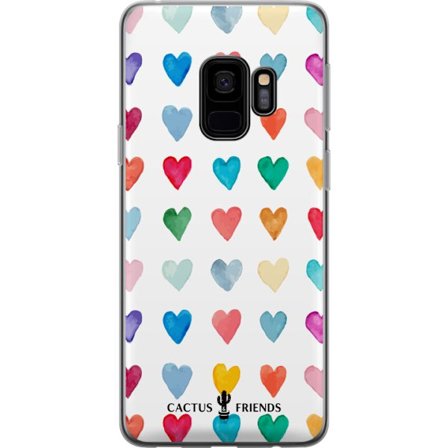 Kompatibelt Mobildeksel til Samsung Samsung Galaxy S9 Cactus and Friends - Watercolor Love Grid