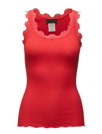Silk Top W/ Lace T-shirts & Tops Sleeveless Rød Rosemunde*Betinget Tilbud