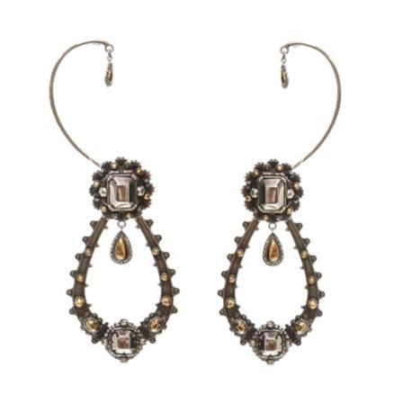 Alexander McQueen Pre-owned, Pre-owned Metal earrings Grijs, Dames, Maat:ONE Size,Zilver,Rhinestones