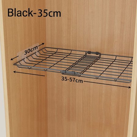 Køkken Opbevaringsstativ Plast Skab Opbevaring SORT 35-57CM