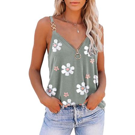 Ärmlösa Linnen För Kvinnor Med Dragkedja T-shirts