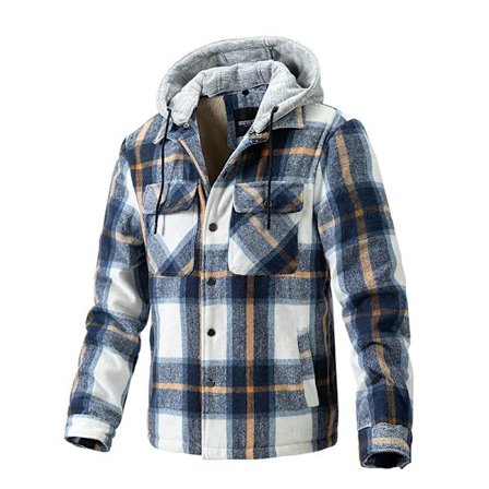 Herre Bomulds Skjortejakke med Plaid Fleece Foret Flanell Skjorte Sherpa Knap Jakker Style4