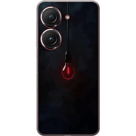 Asus Zenfone 9 Gjennomsiktig deksel Mørk rød lyspære på svart bakgrunn minimalistisk moderne kunstinspirert design med elegant futuristisk følels