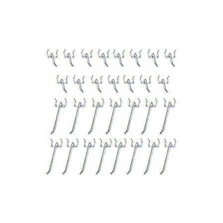 30 kpl Pegboard-koukkuja Metalliset Pegboard-koukkuvarusteet - 10 cm ja 5 cm Yksittäinen koukkusarja Yhteensopiva autotallien, työkaluvajojen ja 