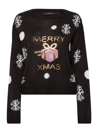 Vmxmasgiveaway Ls O-Neck Pullover Xmas Pullover Svart Vero Moda*Betinget Tilbud