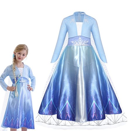 "Frost 2" Elsa kostume pige børn Halloween rollespil Snedronning Anna Prinsesse festkjole udklædning 6-delt Elsa kjole sæt-WELLNGS