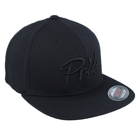 Fair - "3d Black Pride Logo Black Flat Brim Fitted " Fitted Black Cap - @ Hatstore