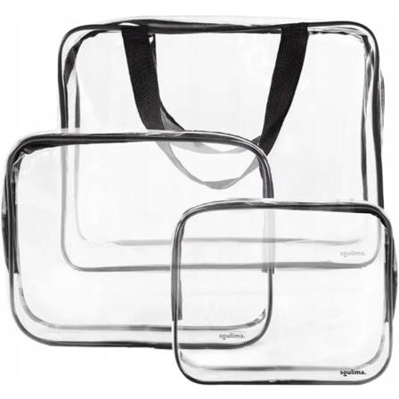TG Gjennomsiktige Toalettsaker - 3 stk - PVC Transparent